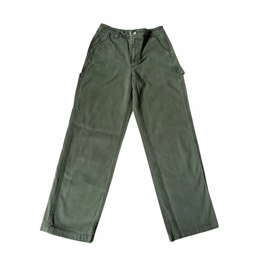 TNA Aritzia Greenwich Pants High waist relaxed twill carpenter Gd fatigue green